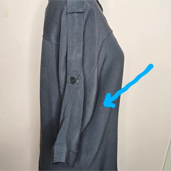 LOFT Women's Gray Roll Tab 3/4 To Shortsleeve Boat Neck Rayon Blouse Size XS - Picture 6 of 9